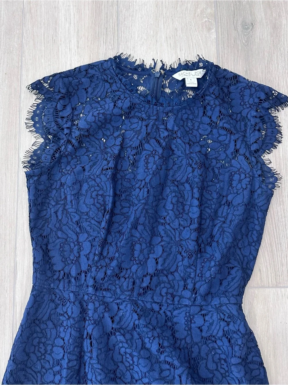 Rachel Zoe Suzette lace sheath knee length dress navy blue size 6